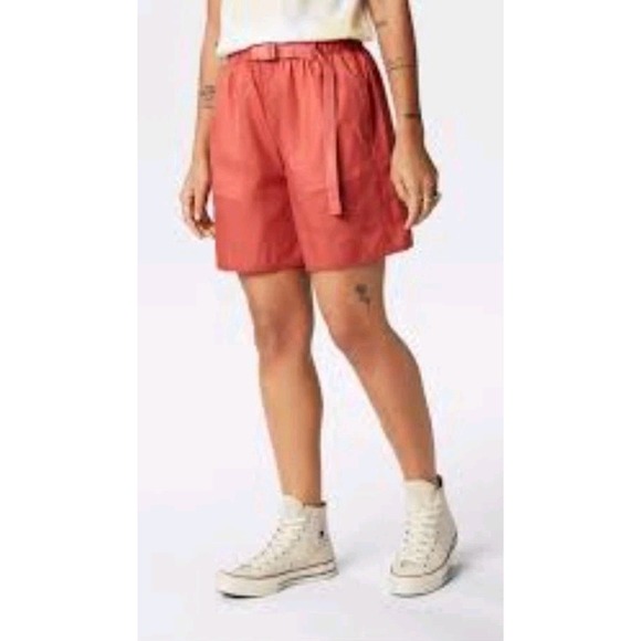Converse Pants - CONVERSE Women's Nylon Buckle Short Women's Shorts Lightweight Pockets Orange XS